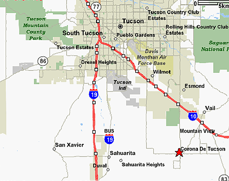 Map of Tucson